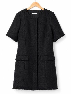 H&M Black Bouclé Tweed Mini Dress NWT Short Sleeve Textured Size M
